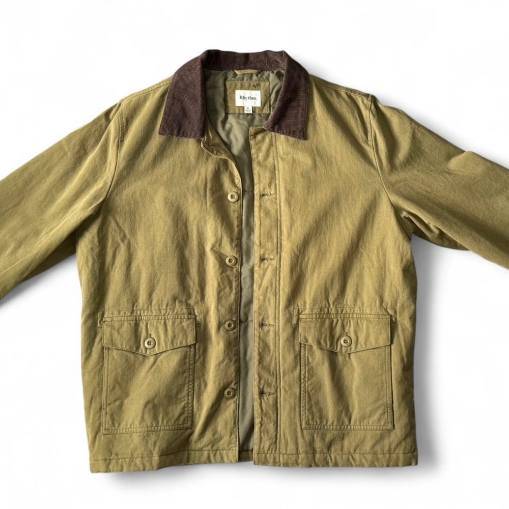 Rhythm. Olive Chore Jacket XL w/ Corduroy Collar